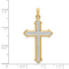 14k Yellow Gold and Rhodium Polished and Textured Passion Cross Pendant