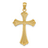 14k Yellow Gold and Rhodium Diamond-Cut Cross Pendant C4480