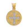 14k Yellow Gold and Rhodium Circle St. Benedict Medal Pendant K5659