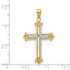 14k Yellow and White Gold Cross In Budded Cross Frame Pendant