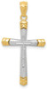 14k Yellow and White Gold Polished Diamond-Cut Cross Pendant