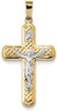 14k Yellow and White Gold Polished and Textured Inri Crucifix Pendant XR1650