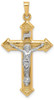 14k Yellow and White Gold Polished and Textured Inri Crucifix Pendant XR1659