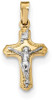 14k Yellow and White Gold Polished and Textured Inri Latin Crucifix Pendant