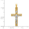 14k Yellow and White Gold Polished Lattice Textured Inri Crucifix Pendant