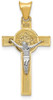 14k Yellow and White Gold St. Benedict Medal Crucifix Cross Pendant K5564