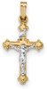 14k Yellow and White Gold Polished Inri Latin Crucifix Pendant XR1628