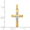 14k Yellow and White Gold Inri Hollow Latin Crucifix Pendant XR293