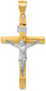 14k Yellow and White Gold Inri Hollow Latin Crucifix Pendant K505