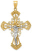 14k Yellow and White Gold Diamond-Cut Fancy Crucifix Pendant