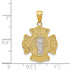 14k Yellow and White Gold Saint Florian Firefighter Medal Pendant
