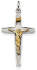 925 Sterling Silver with Gold-Plated Polished and Textured Inri Crucifix Pendant