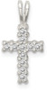925 Sterling Silver Polished Cubic Zirconia Cross Pendant QC8211