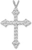 925 Sterling Silver Rhodium-Plated Cubic Zirconia Cross Pendant QC3317