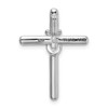 925 Sterling Silver Rhodium-Plated Polished w Cubic Zirconia Cross Slide Pendant