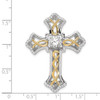 925 Sterling Silver Polished Gold-Plated Cubic Zirconia Cross Pendant