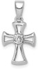 925 Sterling Silver Rhodium Plated Cubic Zirconia Open Cross Pendant