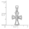 925 Sterling Silver Rhodium Plated Cubic Zirconia Open Cross Pendant