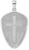 14k White Gold Cross Shield with Joshua 1:9 On Reverse Pendant