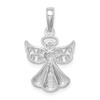 14k White Gold Polished and Textured Guardian Angel with Heart Pendant