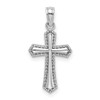 14k White Gold Beaded Trim Cross Pendant