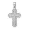 14k White Gold with Lace Trim and Polished Center Cross Pendant