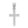 14k White Gold Beaded And Polished Cross Pendant