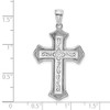 14k White Gold 2-D Filigree Center Block Cross Pendant