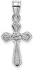 14k White Gold Small Cross with Flower Pendant