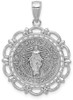 14k White Gold Polished Miraculous Medal With Scallop Frame Pendant