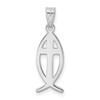 14k White Gold Cross Ichthys Fish Pendant