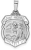14k White Gold Polished and Satin St. Michael Medal Pendant XR1367