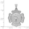 14k White Gold Polished and Satin St. Florian Badge Medal Pendant