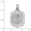 14k White Gold Polished and Satin St. Michael Badge Medal Pendant