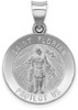 14k White Gold Polished and Satin St. Florian Medal Pendant