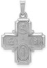 14k White Gold Polished and Satin Four Way Medal Pendant