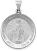 14k White Gold Polished and Satin Miraculous Medal Pendant XR1274