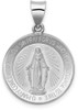 14k White Gold Polished and Satin Miraculous Medal Pendant XR1271