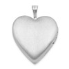 Rhodium-Plated 925 Sterling Silver 20mm Cross Satin/Polish Heart Locket Pendant