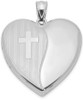 Rhodium-Plated 925 Sterling Silver 24mm with Cross Design Heart Locket Pendant