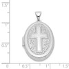 Rhodium-Plated 925 Sterling Silver Oval Cross Locket Pendant