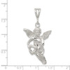 925 Sterling Silver Polished and Textured Flying Angel with Heart Pendant