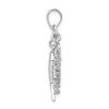 Rhodium-Plated 925 Sterling Silver Polished/Textured Wish/Angel Wing Pendant