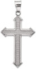 Rhodium-Plated 925 Sterling Silver Textured and Polished Cross Pendant QC9072