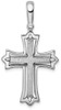 Rhodium-Plated 925 Sterling Silver Brushed/Polished Cross Pendant