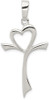 925 Sterling Silver Polished Heart Cross Pendant