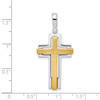 Rhodium-Plated & Yellow 925 Sterling Silver Brushed / Polished Cross Pendant