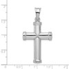 Rhodium-Plated 925 Sterling Silver Hollow Reversible Cross Pendant QC5840