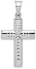 Rhodium-Plated 925 Sterling Silver Diamond-Cut Cross Pendant QC5409