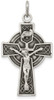 925 Sterling Silver Antiqued Satin Irish Crucifix Cross Pendant QC7347